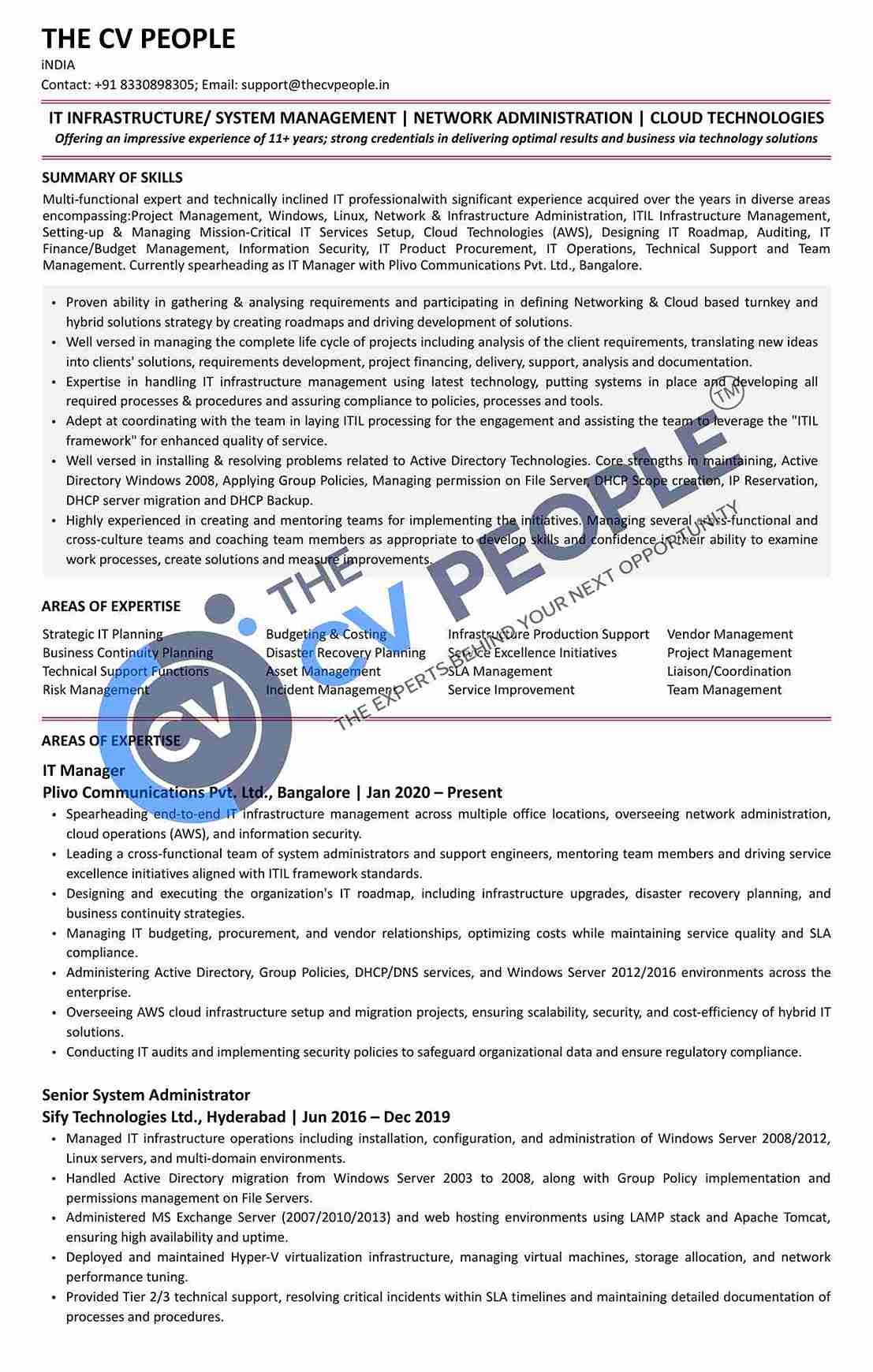 ATS-focused CV structured for relevance sample